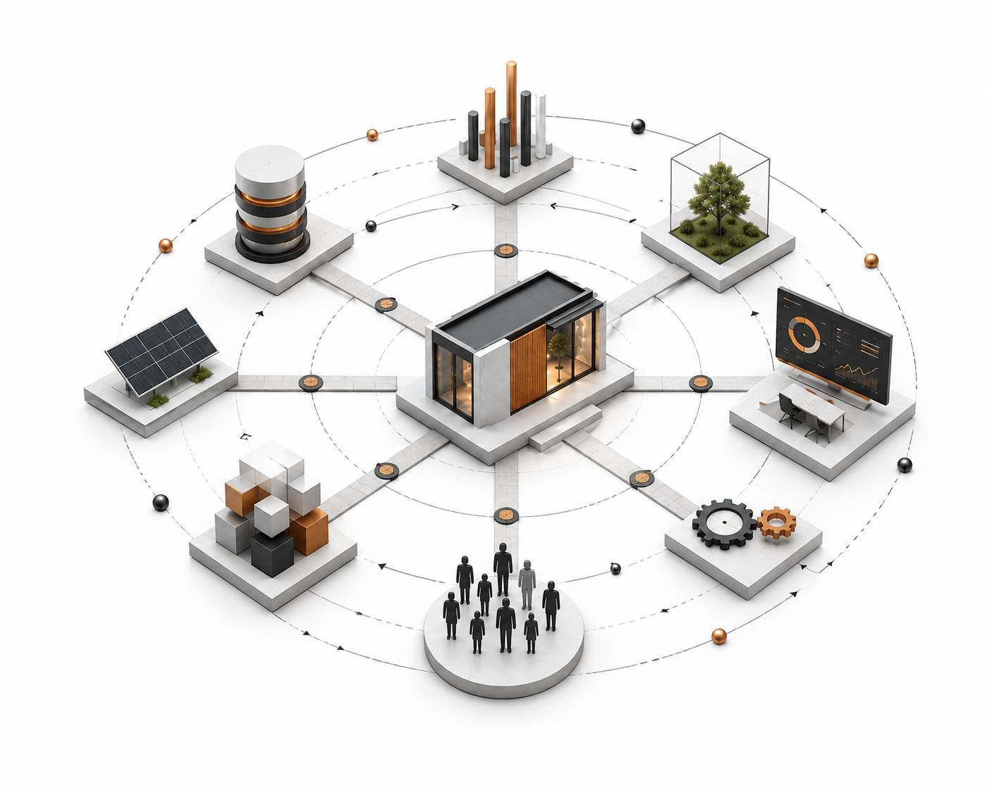 ARCHITECTURE — 04 Impact Graphic Architectural graphic representing impact as the result of a designed growth system.