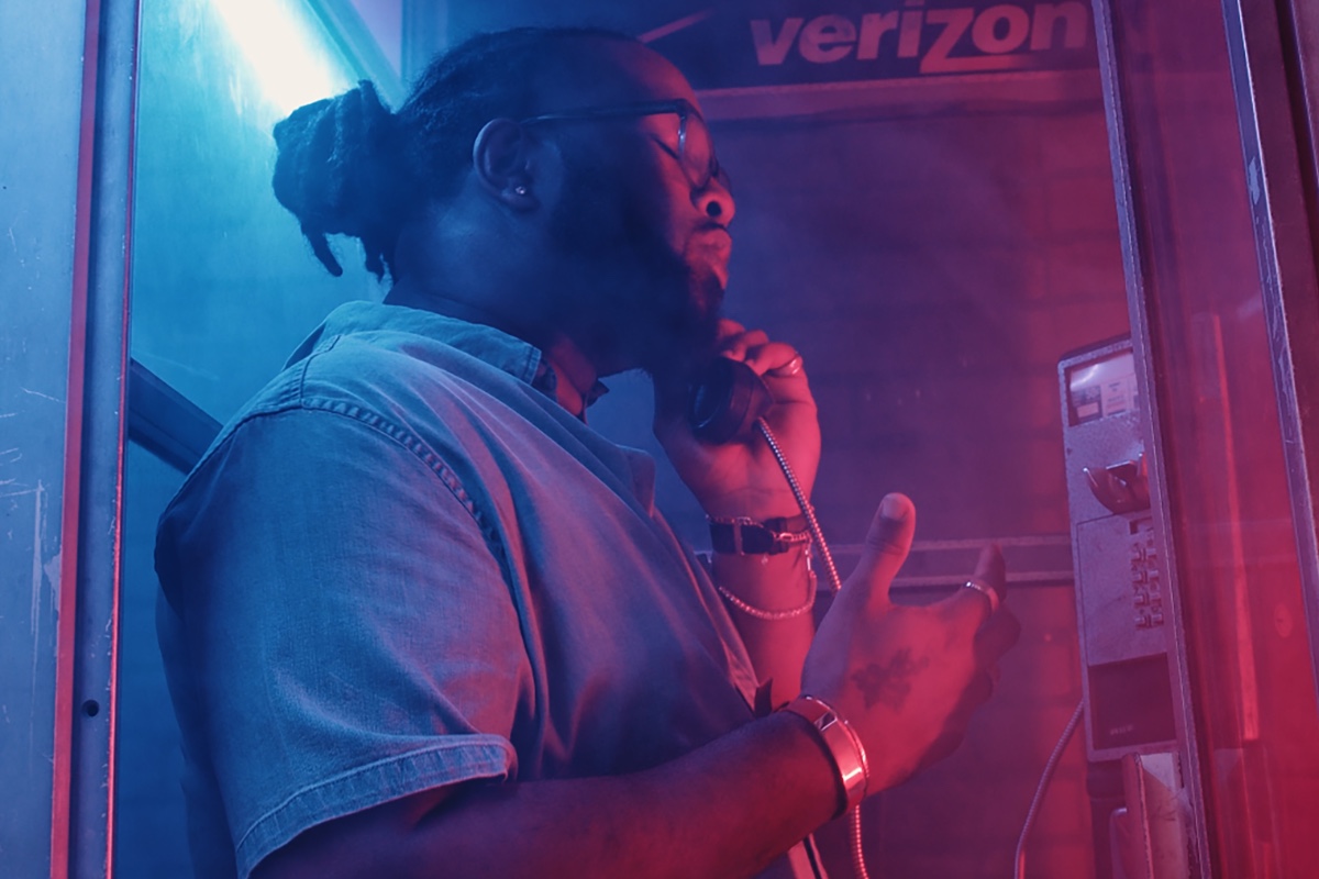 THEBLKLBL Artist Portrait THEBLKLBL artist, Teddy Cloudz, in a neon-lit portrait